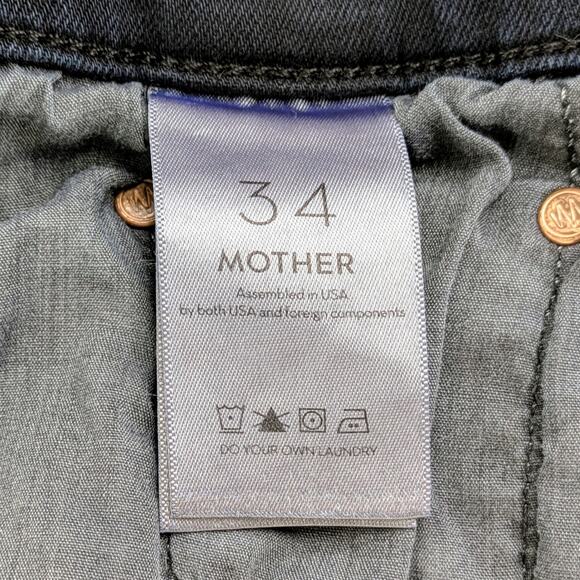 Mother Jeans Insider Crop Step Fray Women's 34 Black Night in Paris Wash Stretch - Picture 2 of 13